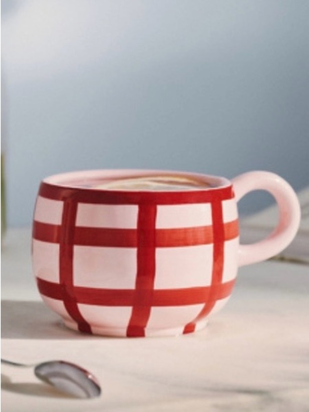 Red Plaid Ceramic Coffee Mug - Brand:Anthropologie
